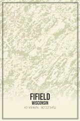 Retro US city map of Fifield, Wisconsin. Vintage street map.