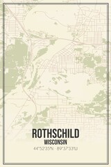 Retro US city map of Rothschild, Wisconsin. Vintage street map.