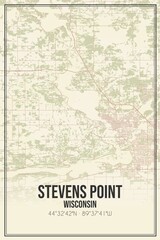 Fototapeta premium Retro US city map of Stevens Point, Wisconsin. Vintage street map.