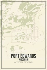 Retro US city map of Port Edwards, Wisconsin. Vintage street map.