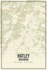 Retro US city map of Hatley, Wisconsin. Vintage street map.