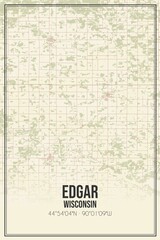 Retro US city map of Edgar, Wisconsin. Vintage street map.