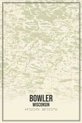 Retro US city map of Bowler, Wisconsin. Vintage street map.