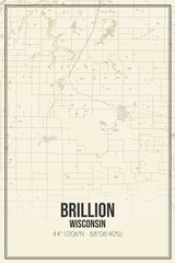 Retro US city map of Brillion, Wisconsin. Vintage street map.