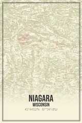 Retro US city map of Niagara, Wisconsin. Vintage street map.