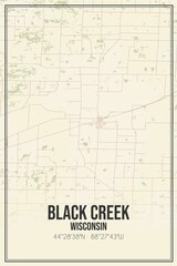 Retro US city map of Black Creek, Wisconsin. Vintage street map.
