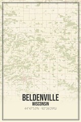 Retro US city map of Beldenville, Wisconsin. Vintage street map.