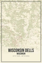 Retro US city map of Wisconsin Dells, Wisconsin. Vintage street map.