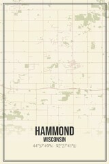 Retro US city map of Hammond, Wisconsin. Vintage street map.