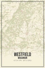 Retro US city map of Westfield, Wisconsin. Vintage street map.