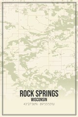 Retro US city map of Rock Springs, Wisconsin. Vintage street map.