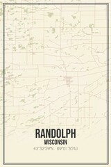 Retro US city map of Randolph, Wisconsin. Vintage street map.
