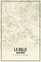 Retro US city map of La Valle, Wisconsin. Vintage street map.