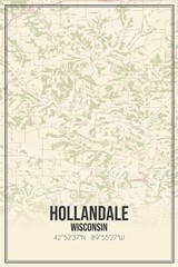 Fototapeta premium Retro US city map of Hollandale, Wisconsin. Vintage street map.