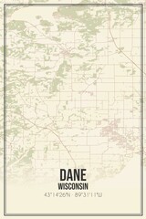 Obraz premium Retro US city map of Dane, Wisconsin. Vintage street map.