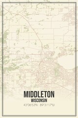 Fototapeta premium Retro US city map of Middleton, Wisconsin. Vintage street map.