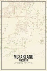 Retro US city map of Mcfarland, Wisconsin. Vintage street map.