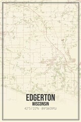 Fototapeta premium Retro US city map of Edgerton, Wisconsin. Vintage street map.