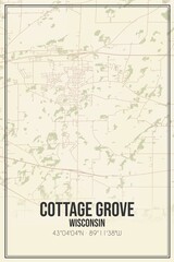 Retro US city map of Cottage Grove, Wisconsin. Vintage street map.