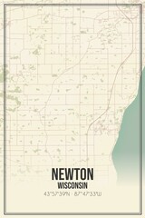 Obraz premium Retro US city map of Newton, Wisconsin. Vintage street map.