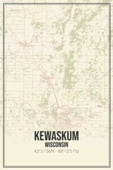 Retro US city map of Kewaskum, Wisconsin. Vintage street map.