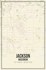Retro US city map of Jackson, Wisconsin. Vintage street map.