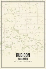 Retro US city map of Rubicon, Wisconsin. Vintage street map.
