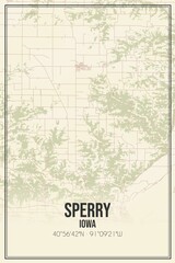 Retro US city map of Sperry, Iowa. Vintage street map.
