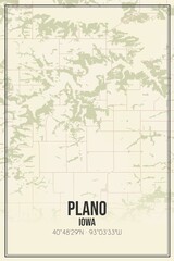 Fototapeta premium Retro US city map of Plano, Iowa. Vintage street map.