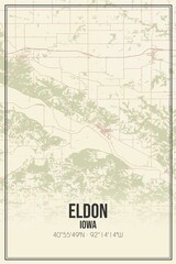 Retro US city map of Eldon, Iowa. Vintage street map.