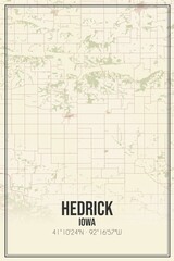 Retro US city map of Hedrick, Iowa. Vintage street map.