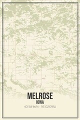 Fototapeta premium Retro US city map of Melrose, Iowa. Vintage street map.