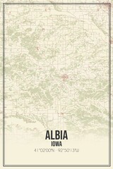 Retro US city map of Albia, Iowa. Vintage street map.