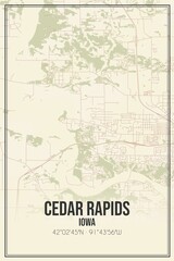 Fototapeta na wymiar Retro US city map of Cedar Rapids, Iowa. Vintage street map.