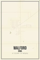 Retro US city map of Walford, Iowa. Vintage street map.