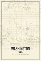 Retro US city map of Washington, Iowa. Vintage street map.