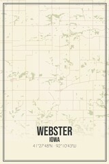 Retro US city map of Webster, Iowa. Vintage street map.