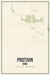 Retro US city map of Protivin, Iowa. Vintage street map.