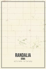 Retro US city map of Randalia, Iowa. Vintage street map.