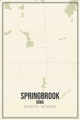 Retro US city map of Springbrook, Iowa. Vintage street map.