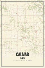 Retro US city map of Calmar, Iowa. Vintage street map.
