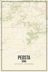 Retro US city map of Peosta, Iowa. Vintage street map.