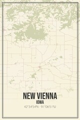 Retro US city map of New Vienna, Iowa. Vintage street map.