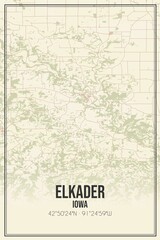 Retro US city map of Elkader, Iowa. Vintage street map.