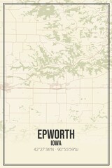 Retro US city map of Epworth, Iowa. Vintage street map.