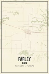 Retro US city map of Farley, Iowa. Vintage street map.