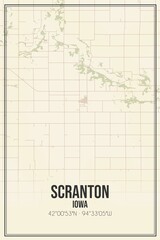 Retro US city map of Scranton, Iowa. Vintage street map.