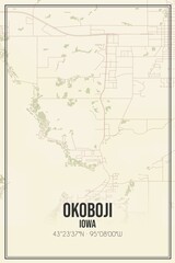 Fototapeta na wymiar Retro US city map of Okoboji, Iowa. Vintage street map.