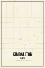 Retro US city map of Kimballton, Iowa. Vintage street map.