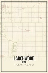 Retro US city map of Larchwood, Iowa. Vintage street map.